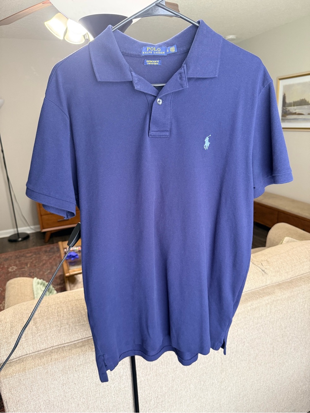Polo by Ralph Lauren Navy Short-Sleeve Pique Polo with Light Blue Pony